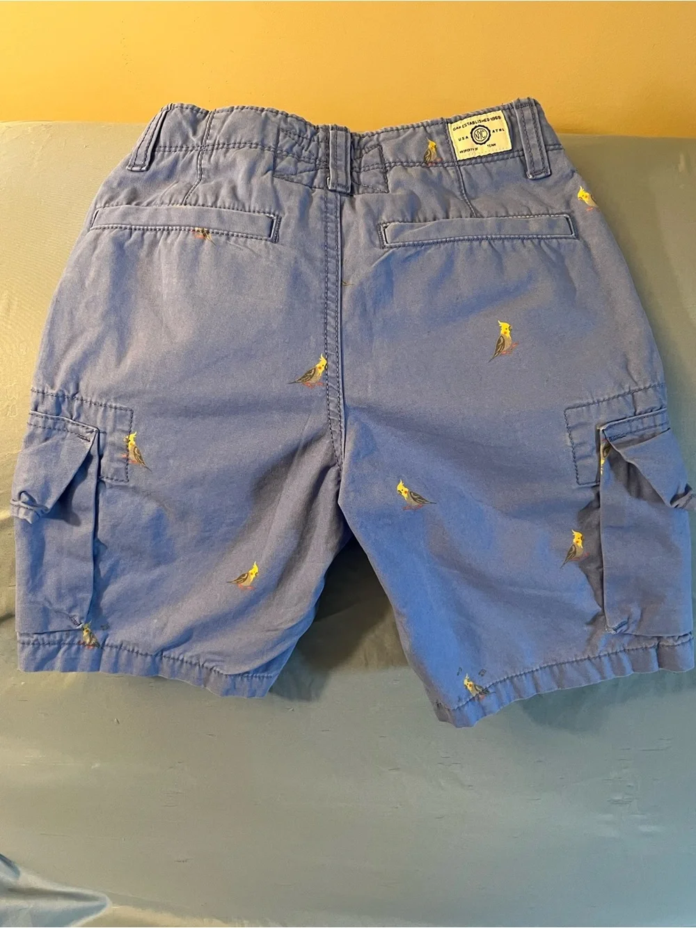 GAP Blue Cargo Shorts with Yellow Bird Motif